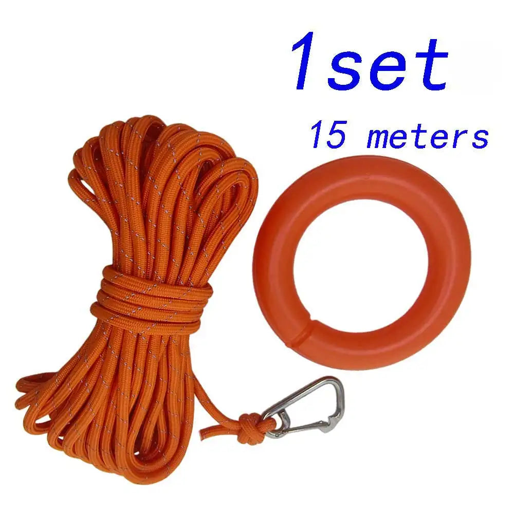Water Rescue Rope Reflective Floating Line with 304 SS Hook Boat Kayak Pool Emergency High Visibility Lifeguard SafetyThrow Rope Oasis Select 1set Orange 15M