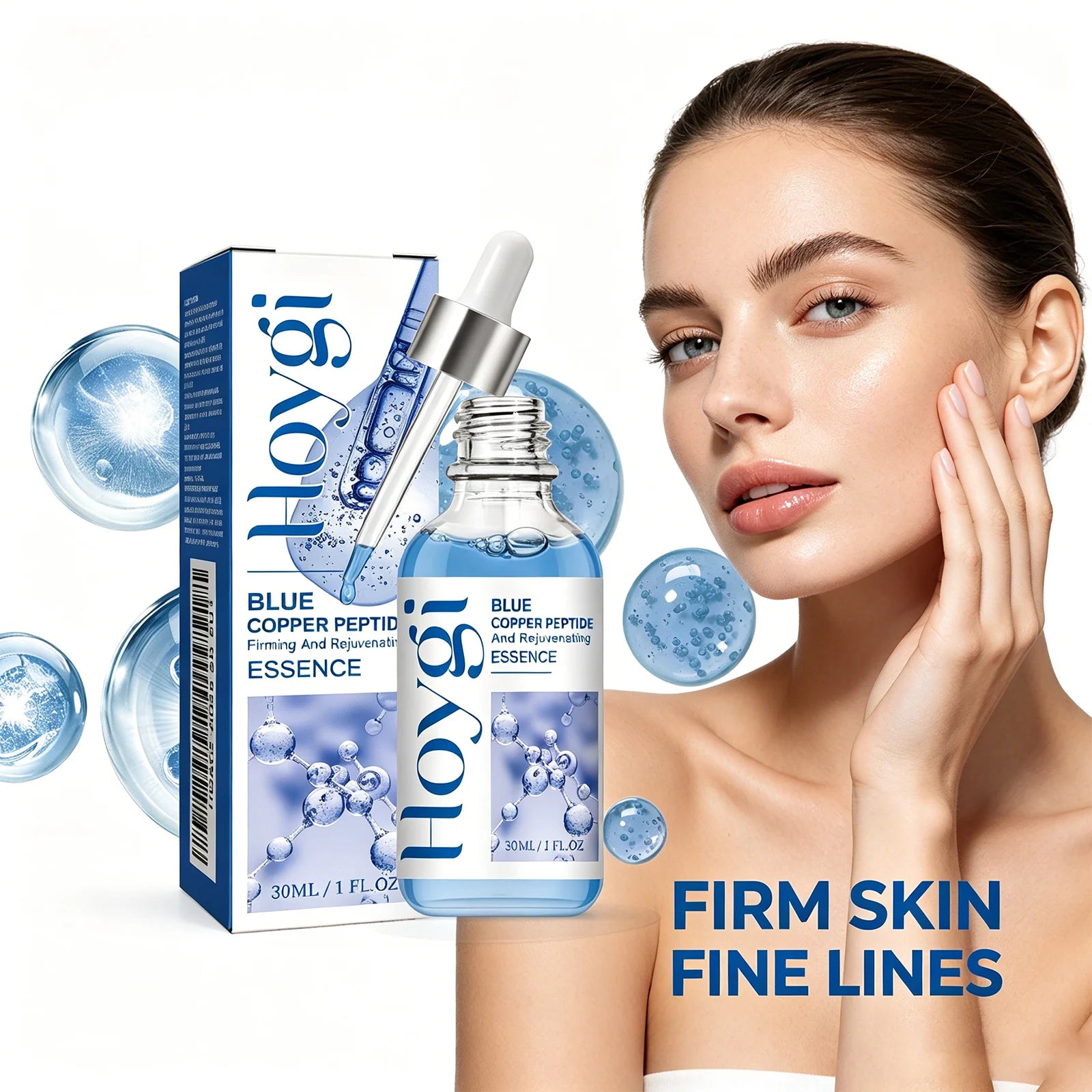 Blue Copper Peptide Firming Essence Brighten Dull Skin Reduce Fine Lines Hydrating Firming Face Care Skin Repairing 30ml Oasis Select