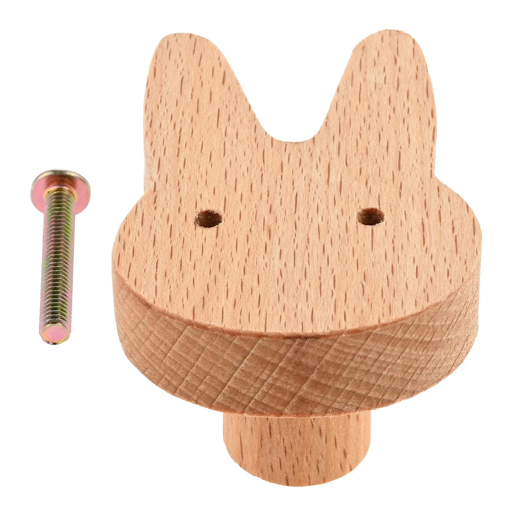 Cute Animal Wood Furniture Handles for Kitchen Cupboard Cabinets Dressers Wardrobe Handle Wooden Drawers Door Knobs with Screw Oasis Select Shape C