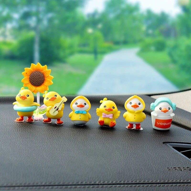 1Set Cartoon Resin Little Yellow Duck Model Car Center Console Decor Cute Car Ornaments Auto Interior Dashboard Accessories Oasis Select 7pcs