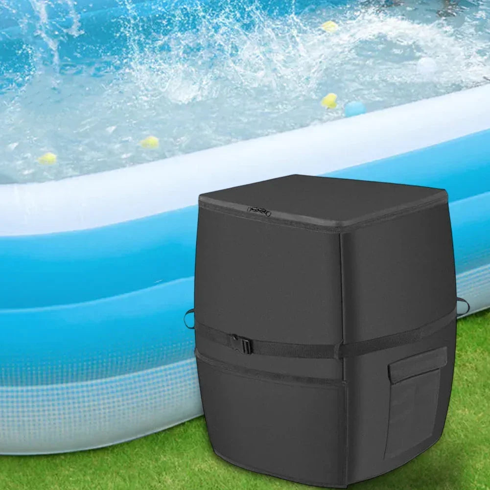 Bathtub Spa Heater Pump Cover Black Square Waterproof 210D Oxford Fabric with Aluminum Foil for All Season Use Oasis Select