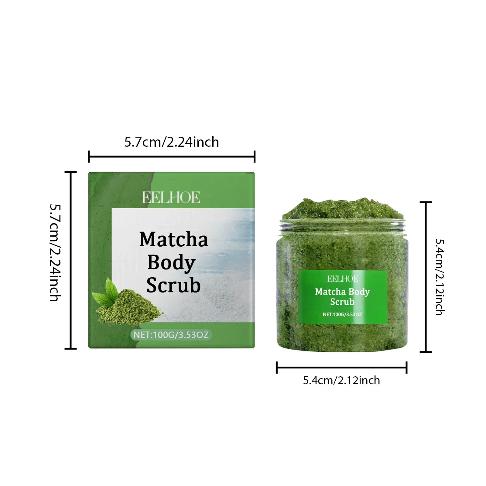 Eelhoe Matcha Sea Salt Body Scrub – Exfoliate & Brighten Skin Body Exfoliating Scrub Oasis Select
