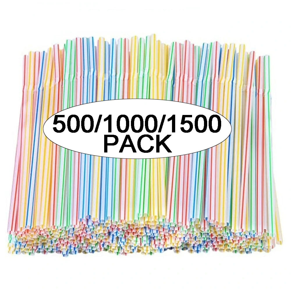 Colorful Disposable Plastic Curved Drinking Straws Reusable Straw 21cm Wedding Party Bar Drink Accessories Birthday 1000/1500PCS Oasis Select 21cm 1500pcs