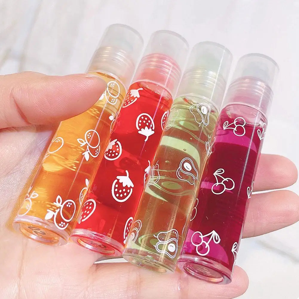 6 Colors Roll-on Fruit Essence Lip Balm LIP Gloss Fruity Lip Oil Gloss Moisturizing Lip Balm Transparent Lip Oil Mirror Randomly Oasis Select