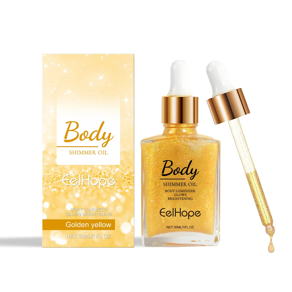 Body Shimmer Oil – Gold Highlighter Drops for Face & Body Liquid Body Highlighter Oasis Select Golden Yellow