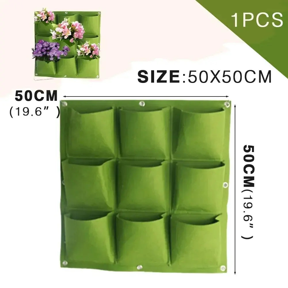 Vertical Wall Hanging Planter Bags – Felt Pocket Grow Pots Vertical Wall Planter Oasis Select Green 9 Pockets