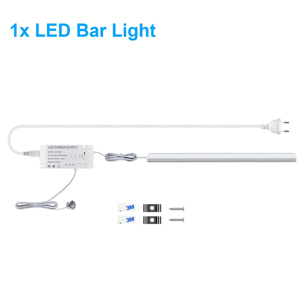 LED Light Bar Touch Sensor Dimming Swtich EU/US Power Plug Led Night Light for Kitchen Wardrobe Cabinet Lighting 30cm/40cm/50cm Oasis Select 1PCS LED Bar White 30CM|EU Power Plug
