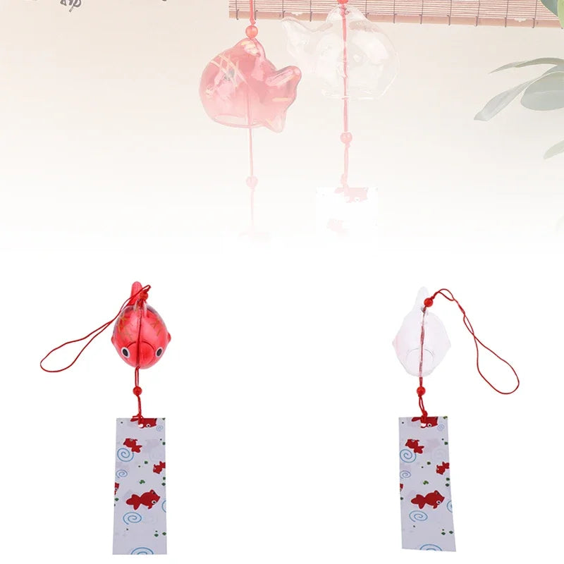 Wind Chime Chimes Japanese Glass s Style Goldfish Garden Hanging Outdoor Decor Pendant Furin Decorative Fish Ornament Oasis Select