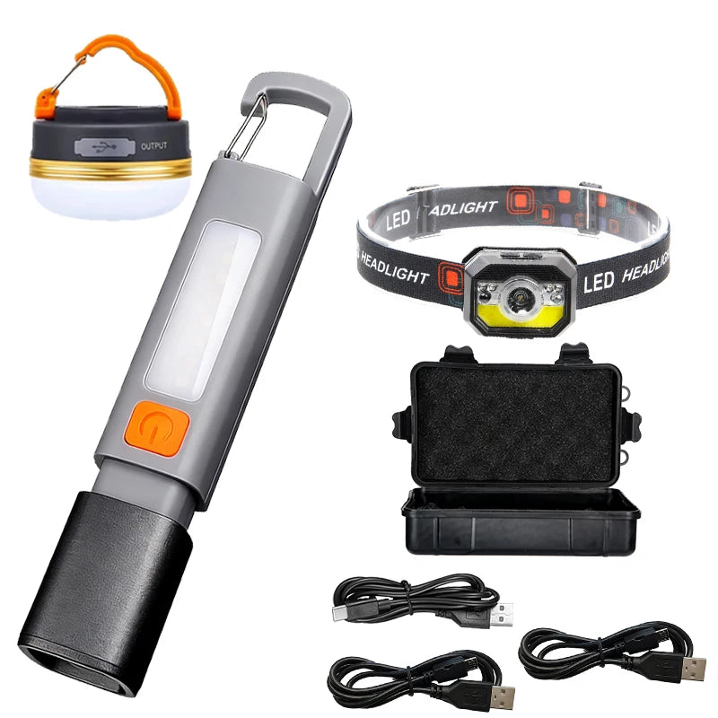Zoomable XPE COB LED Flashlight | IPX7 Waterproof Rechargeable
