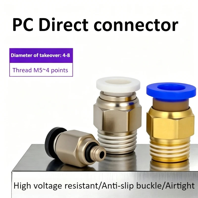 Copper Pneumatic Quick Plug Quick Connector 1/4 "1/8" 3/8 1/2 Thread PC 4mm 6mm 8mm Straight Hose Connector Pipe Oasis Select