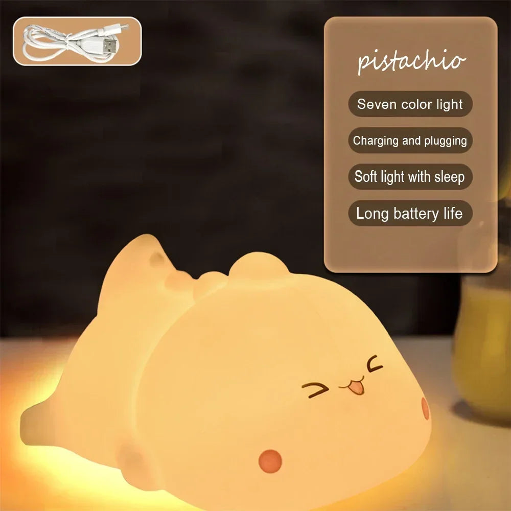 LED Night Light Cute Little Bear/Deer Cartoon Animal Children's Silicone Light USB Charging Bedside Decoration Birthday Gift Oasis Select X020-F
