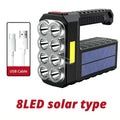 Solar LED Flashlight 8LED+COB Waterproof USB Rechargeable