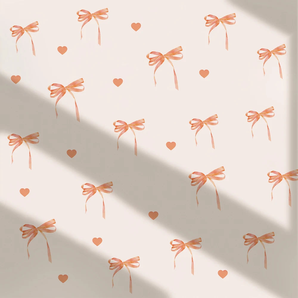 Cute Pink Bow Wall Stickers Boho Bowknot Bedroom Decorative Wall Stickers Love Heart Bow Fridge Stickers DIY Home Decoration Oasis Select