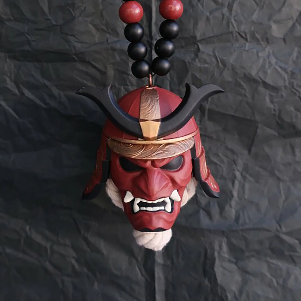 Samurai-Kabuto Helmet Hannya Japanese Oni Car Rear View Mirror Charm Japanese Ghosts Hanging Ornament Personalized Pendant Oasis Select