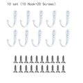 10/20/50 Set Heavy Duty Alloy Wall Hooks with Screws, Metal Coat Hook for Garden Garage Storage, Wall Mounted for Tools Hangers Oasis Select 10 set white
