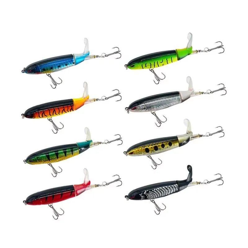 1/4/8Pcs 15g Topwater Fishing Lure Whopper Popper Artificial Bait Hard Plopper Soft Rotating Tail Fishing Tackle Fishing Bait Oasis Select 8PCS mix 1 15g