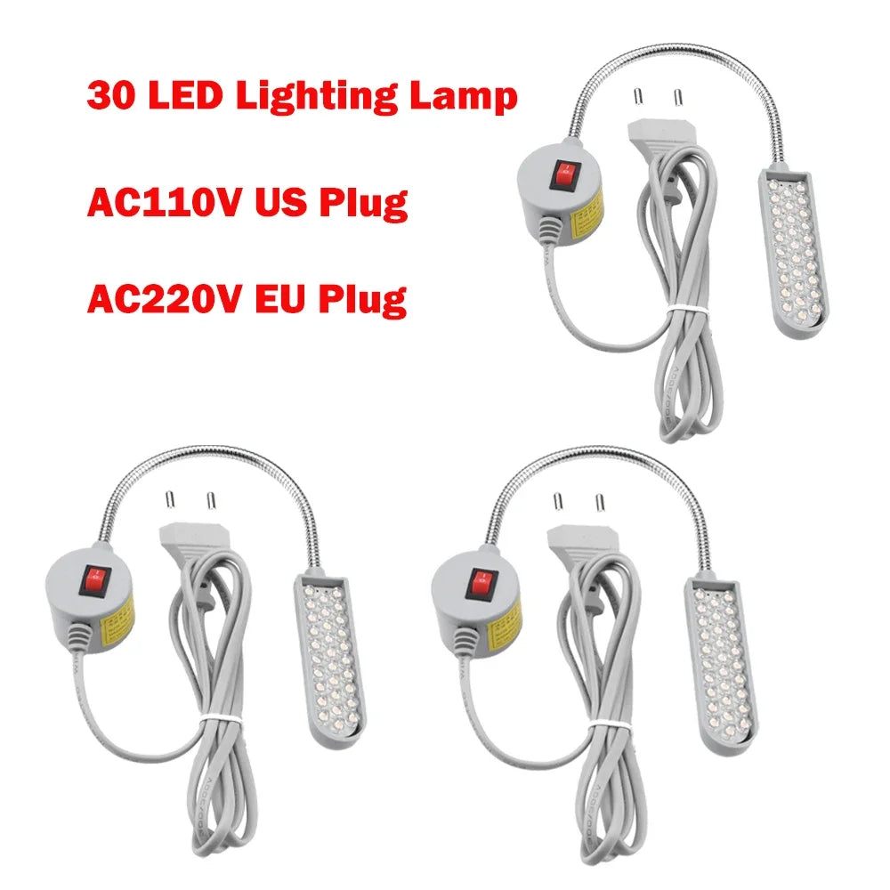 3pcs LED Industrial Sewing Machine Lighting AC110V/220V with 30 Lamp 360° Flexible Gooseneck Lights for Sewing Machine Oasis Select