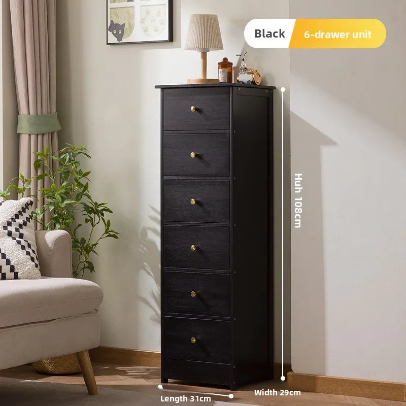 Bookcase storage cabinet chest cabinet lattice cabinet children's log storage bedside table multi-layer dining side cabinet Oasis Select Black 6