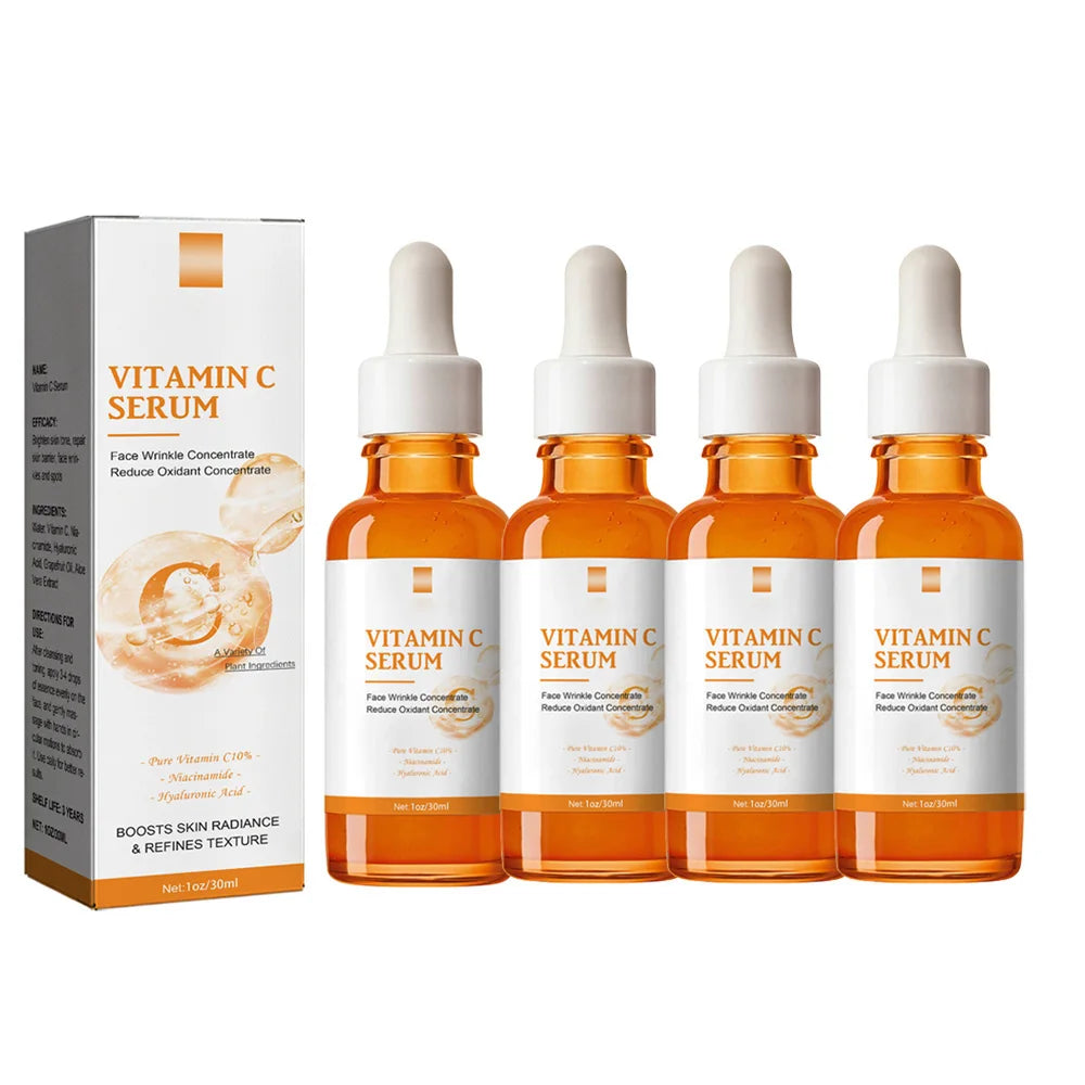 Vitamin C Wrinkle Remover Face Serum Lifting Firming Fade Fine Lines Anti-aging Essence Whitening Brighten Nourish Skin Care Oasis Select 4pcs