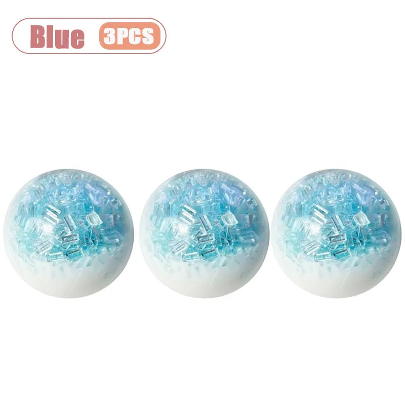 1-20PCS Crushed Ice Cream Soft Squishy Ball Stress Relief Handmade Decor Squeeze Decompression Fidget for Adult Oasis Select Blue-3PCS