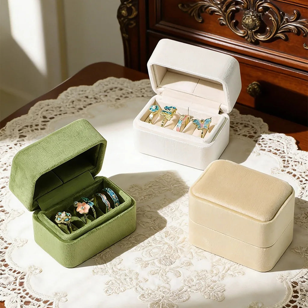 Portable Earrings Box Soft Velvet Jewelry Box Multi-Slot Ring Holder Compact Jewelry Storage Box For Special Occasion Gift Oasis Select