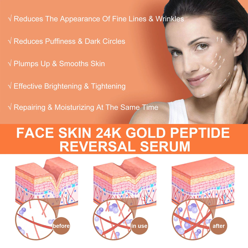 Premium 24K Gold Peptide Firming Serum 120ml Hydrating Brightening Lightweight Fast Absorbing All Skin Types Natural Formula Oasis Select
