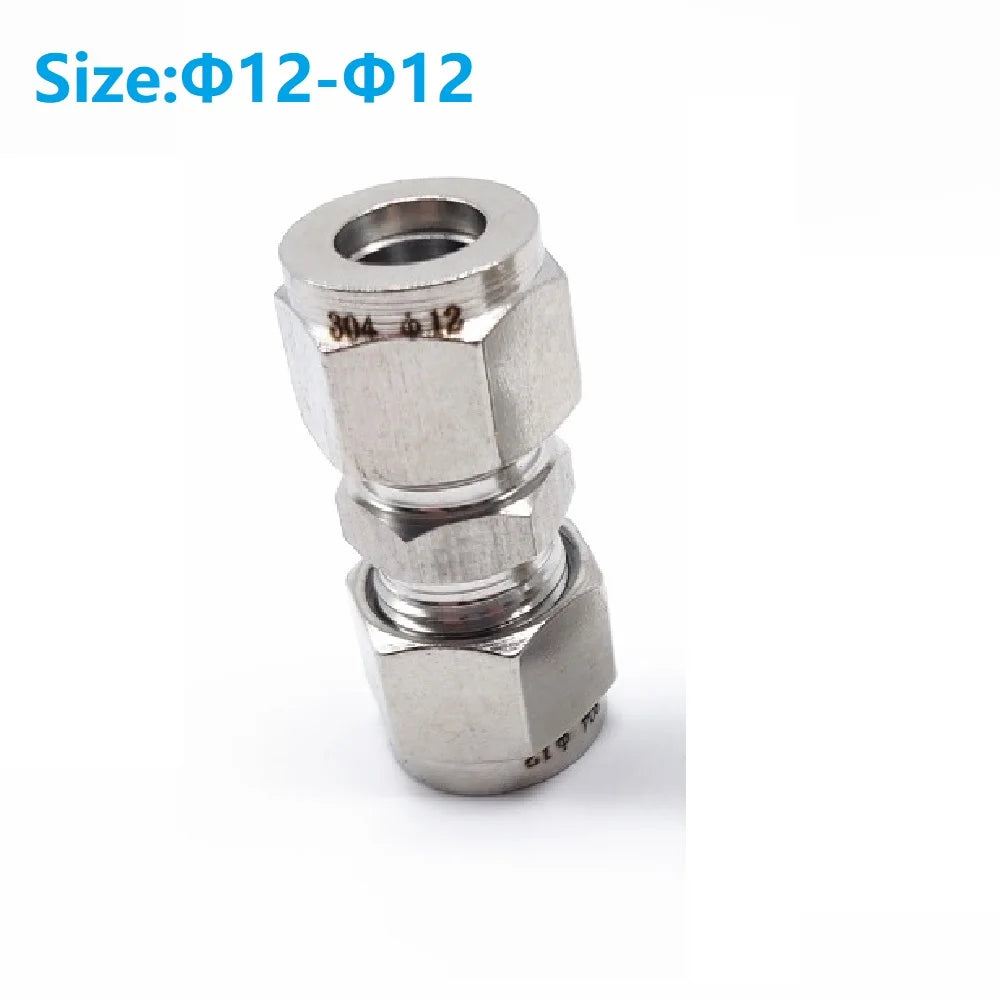 3/4/6/8/10/12mm Stainless Steel Compression Tube Fitting Straight Compression Fitting Coupler Double-Ferrule Adapter Oasis Select 12mm