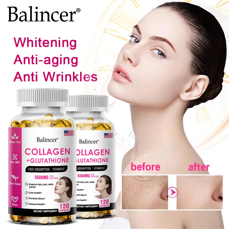 Glutathione Collagen Supplement, Antioxidant Whitening Capsules, Skin Health Deep Nourishment Skin Oasis Select