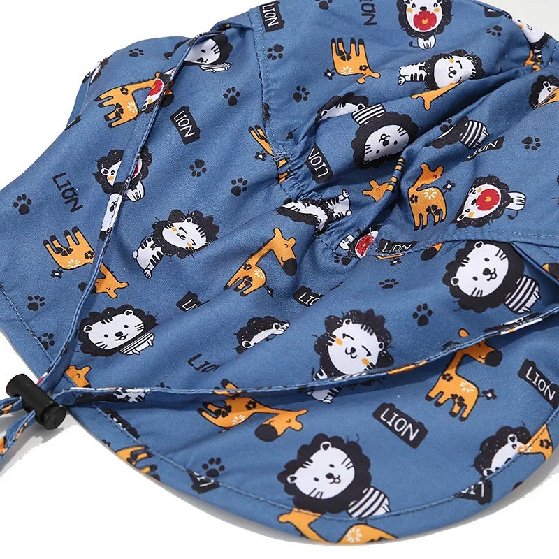 New Panama Summer Baby Bucket Hat for Boys Girls Cartoon Breathable Mesh Children's Beach Shawl Sun Hat Kids UV Protection Cap Oasis Select