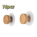 10-Pack Nordic Wood Suction Cup Hooks | No-Drill Adhesive
