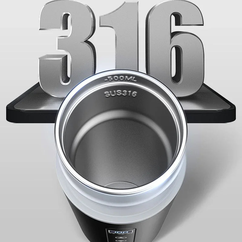 Temperature Display Kettle 500ml Car Heating Cup 12V 24V Electric Three Modes Stainless Steel Travel Heating Thermal Mug Oasis Select