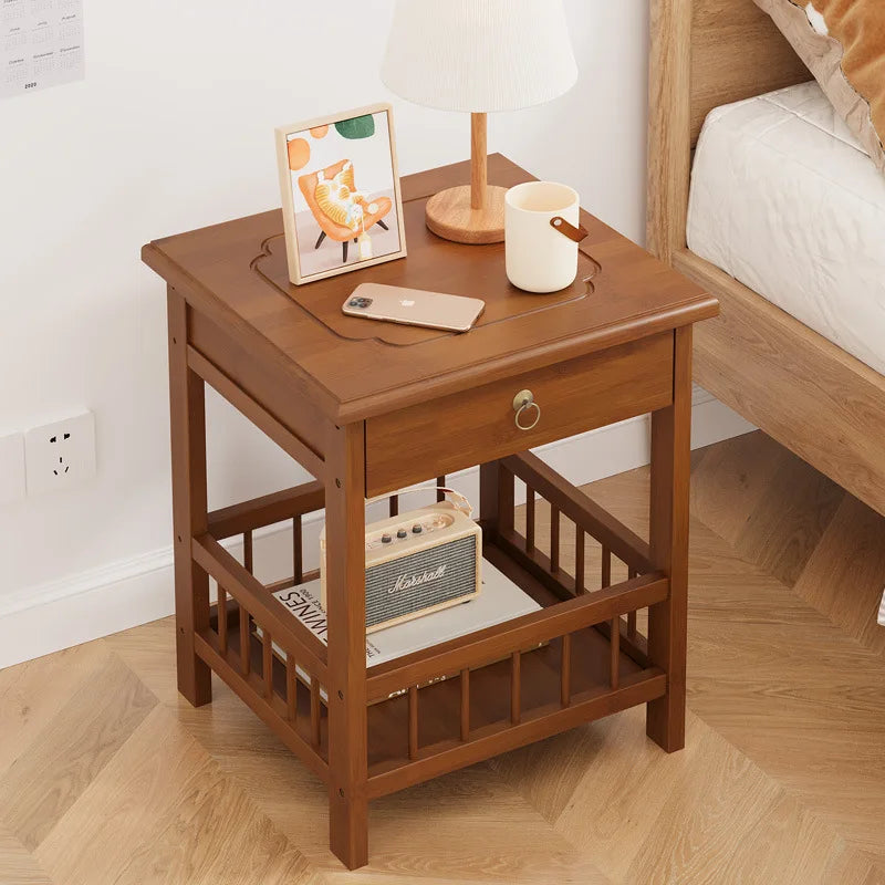Simple and small bedside table, bedroom bedside cabinet, room storage rack, side table cabinet, bamboo solid wood special offer Oasis Select