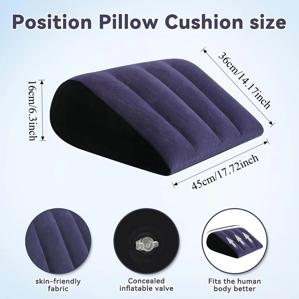 Inflatable Wedge Pillow Purple Ergonomic Back Support Cushion with Pump Portable Travel Bed Rest Leg Elevator Home Office Oasis Select