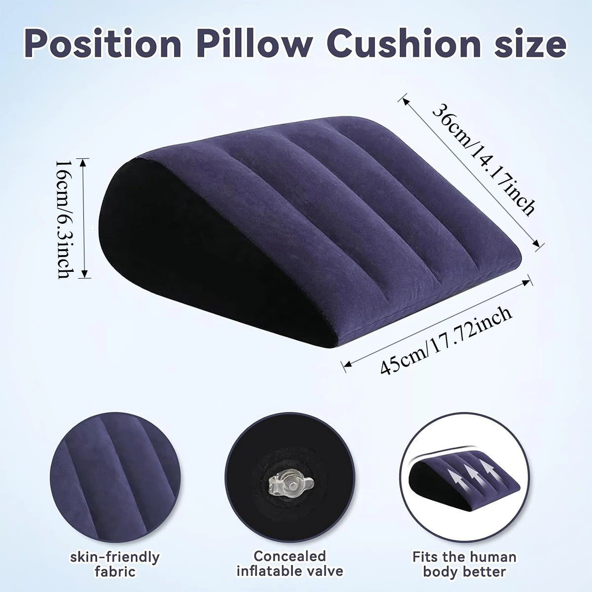 Inflatable Wedge Pillow Purple Ergonomic Back Support Cushion with Pump Portable Travel Bed Rest Leg Elevator Home Office Oasis Select