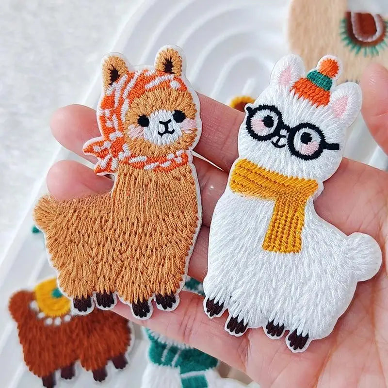 6Pcs Cartoon Llama Computer Embroidery Patch Towel Embroidery Patch For Clothing Decoration Bag Repair Durable Fabric Sticker Oasis Select