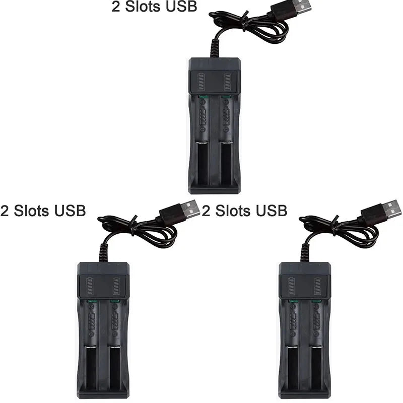 1-5Pcs 18650 Battery Charger Black 1 2 4 Slots AC 110V 220V Dual For 18650 Charging 3.7V Rechargeable Lithium Battery Charger Oasis Select 2 Slots USB-3pcs