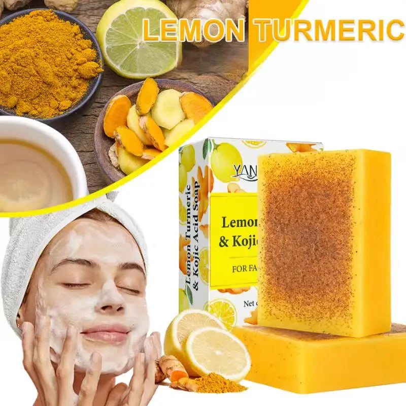 2 pieces of turmeric and lemon granule soap, cleansing soap, bathing the whole body, deeply cleansing, moisturizing Oasis Select
