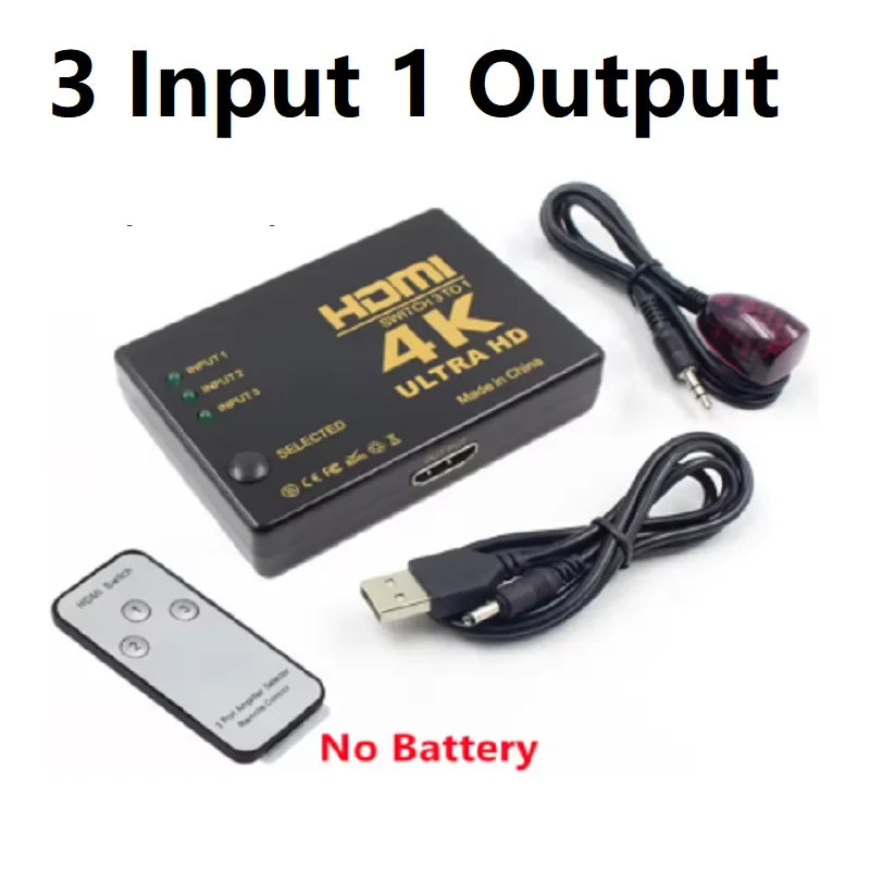 5x1 HDMI Switch HD 4K Video Switcher With Controller 5 in 1 out HDMI Switches Hub Adapter for Xbox PS4 DVD HDTV PC Laptop TV Oasis Select 3 Input 1 Output