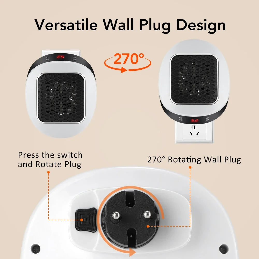 AFDEAL Wall Plug-In Space Heater – Remote, LED Display, 600W