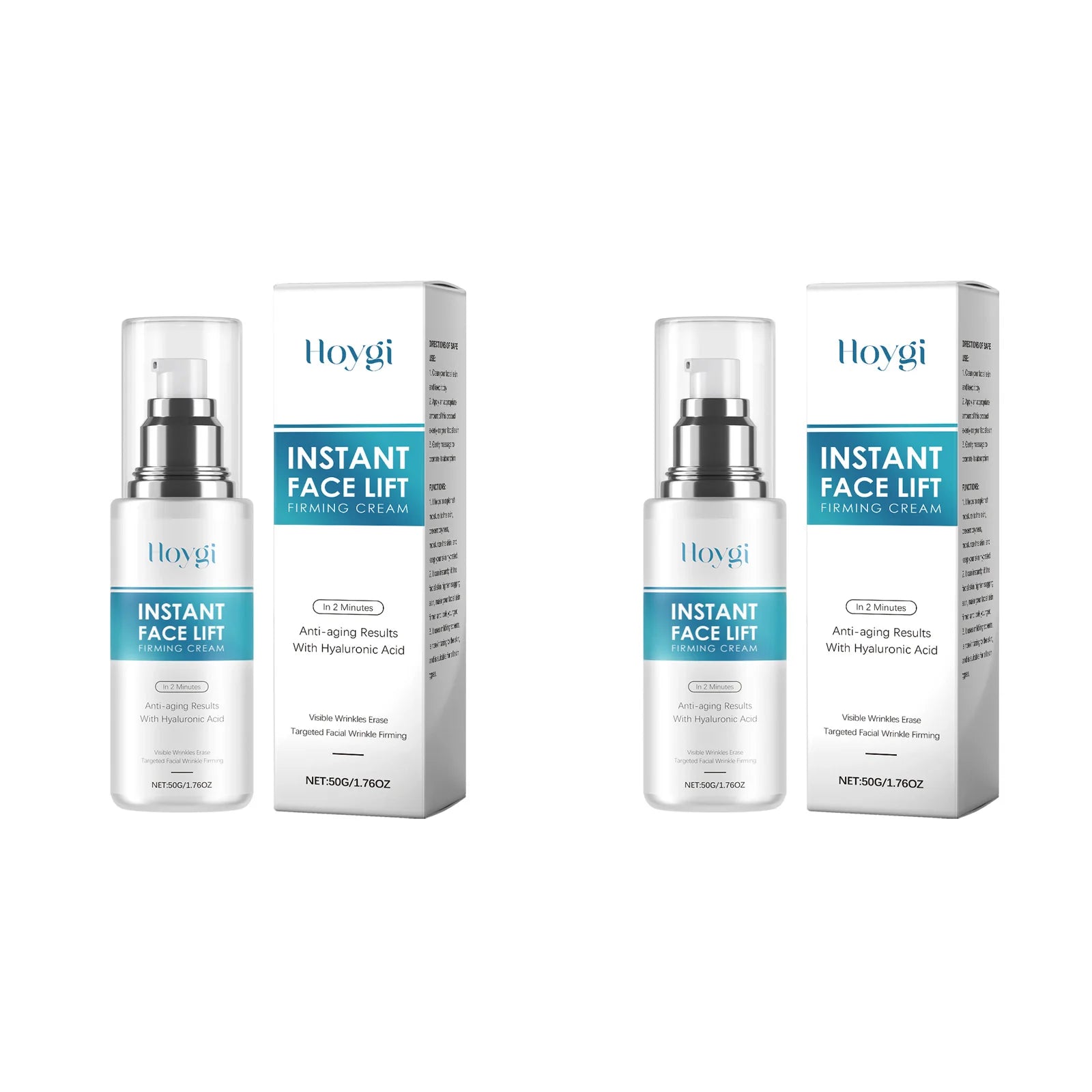 Hyaluronic Acid Instant Face Lifting Cream Hydrating Face Cream Non-Greasy Improve Elasticity Glow Skin Tighten Nourish Lotion Oasis Select 2 x 50g Boxed