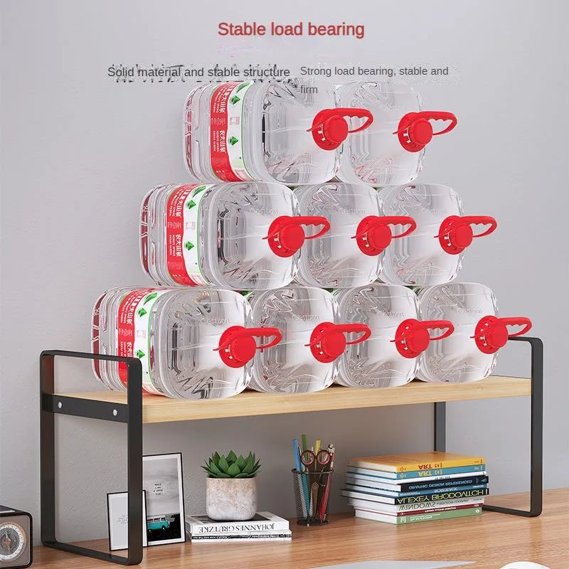 Tiered Desktop Bookshelf Desk Organizer | Steel & Wood Shelf