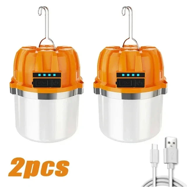 Powerful LED Camping Lights Built-in Battery USB Rechargeable Camping BBQ Tents Super Bright Hanging Lantern Power Bank Oasis Select 500W 2PCS