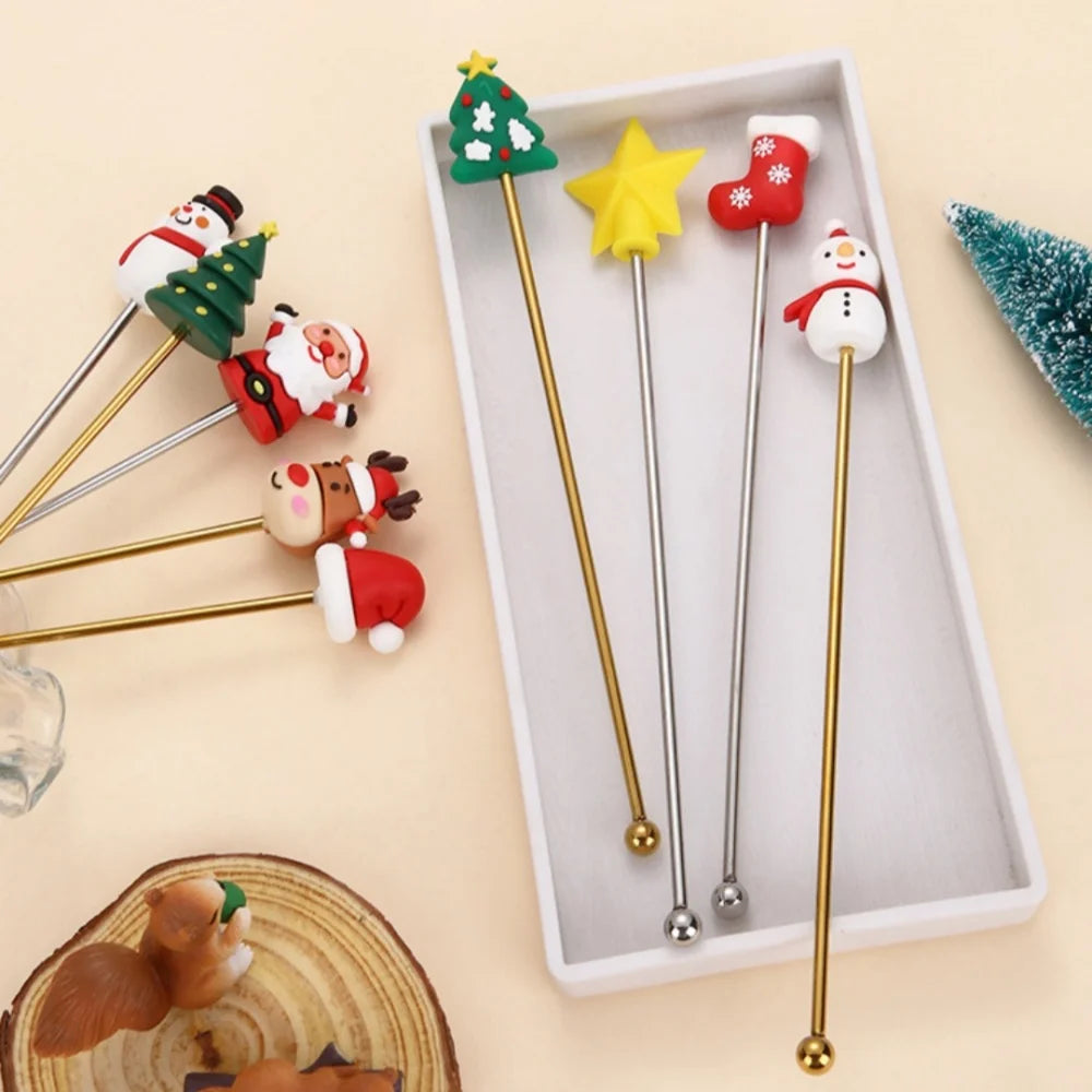 1Pcs Stainless Steel Stirring Sticks Christmas Decorative Drink Stirrers for Coffee Tea and Cocktail for Party and Bar Use Oasis Select
