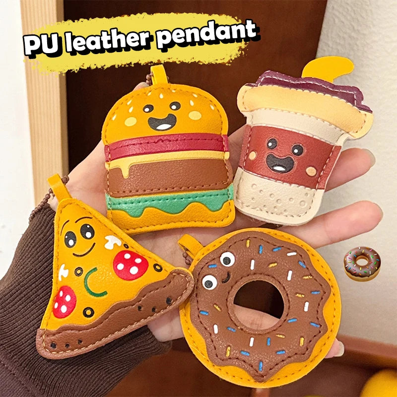 Cute Food Doll PU Leather Keychain Bag Charm Pendant Novelty Keychain Charm Oasis Select