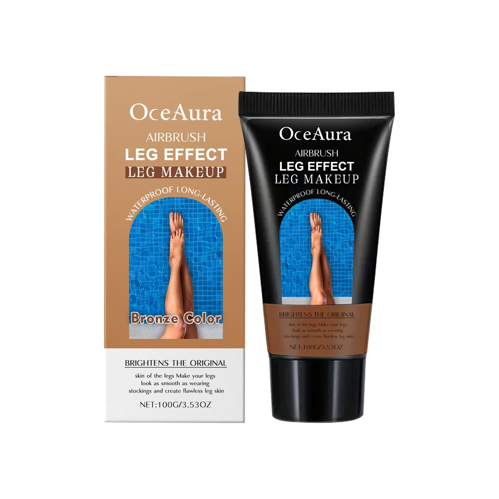 Leg Makeup Lotion Even Skin Tone Lasting Fake Tanning Wheat Tan Brown Skin Enhancer Waterproof Moisturizing Leg Foundation Cream Oasis Select Bronze Color