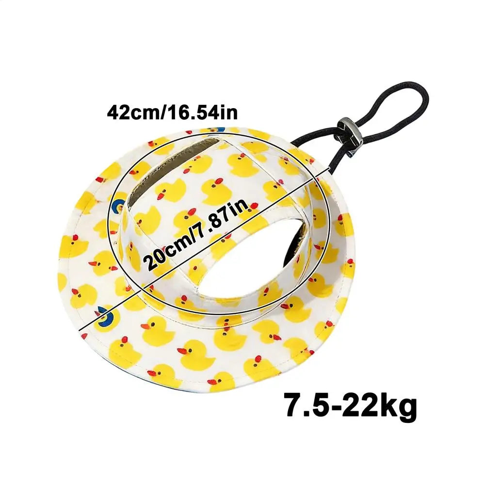 Dog Sun Hat Adjustable Dog Hat Cute Print Caps Pet Sun UV Protection Hat for Walking Outdoor Activities hats for Dogs Cats Oasis Select L
