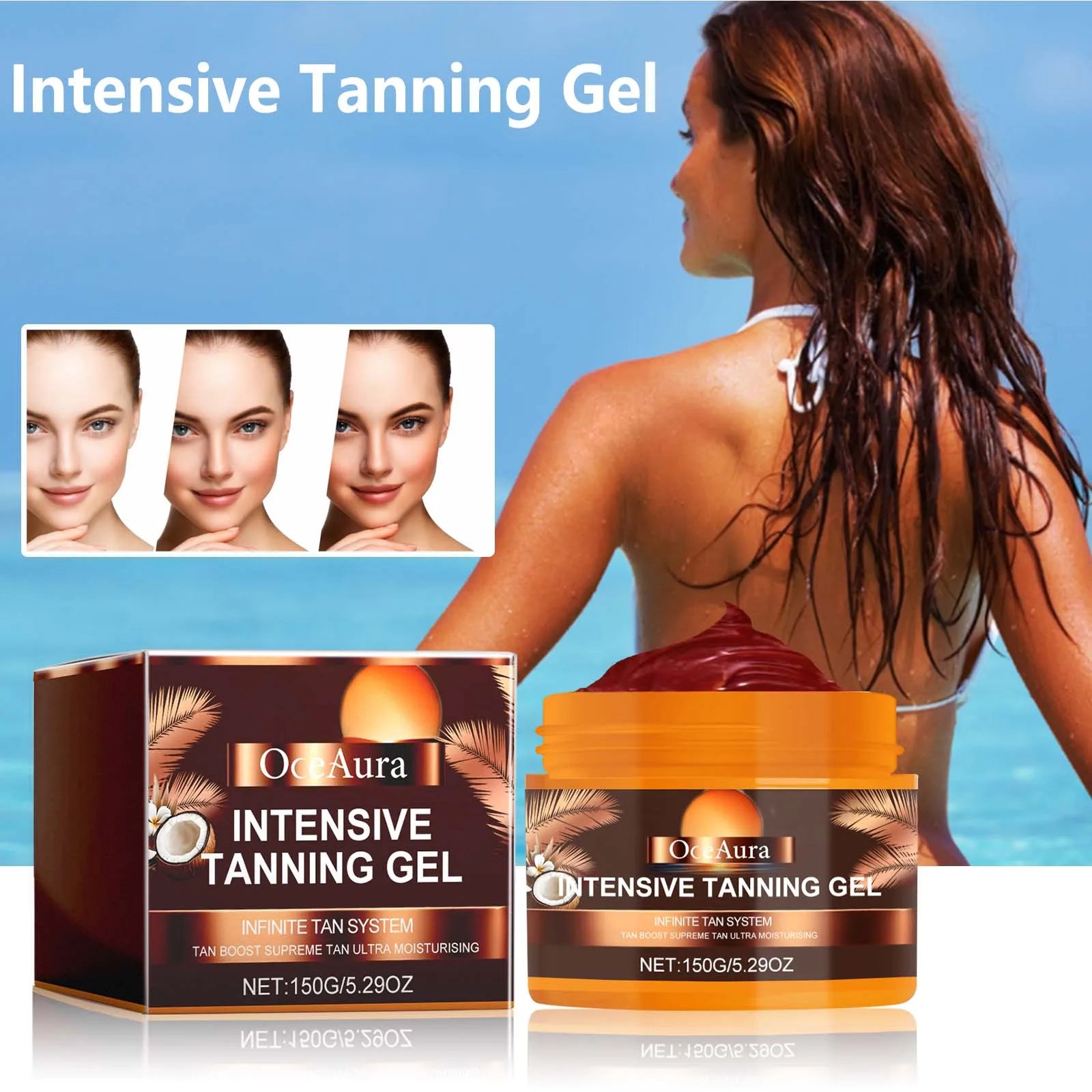 Carroten Tanning Gel Accelerate dark skin Enhance melanin Tan accelerator Cream Long lasting hydrating Sunless Tanning Products Oasis Select