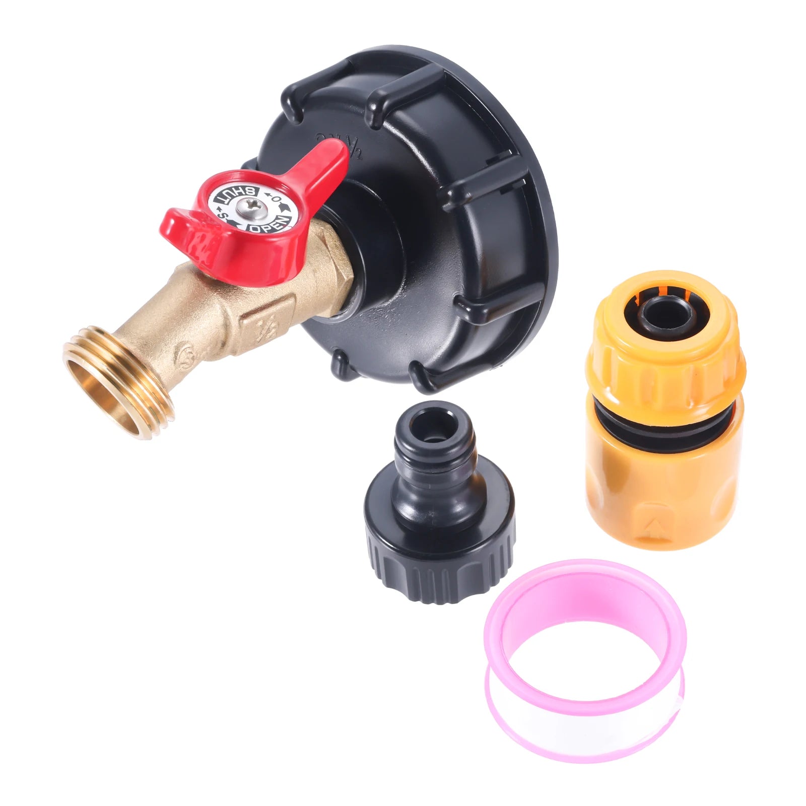 275-330 Gallon IBC Bag To Garden Hose Adapter 2Inch Coarse Thread with Lead-Free Brass Hose Faucet Shutoff Valve,Quick Connector Oasis Select
