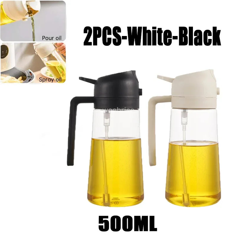 2in1 Oil Sprayer Plastic Bottle for Cooking Anti-leakage Olive Oil Storage Bottle for BBQ Air Fryer Steak Salad Kitchen Supplies Oasis Select 2PCS-mix3
