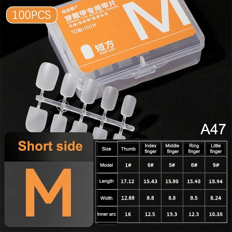 100pcs Clear Press-On Nail Tips – Full Cover Ultra-Thin False Nails